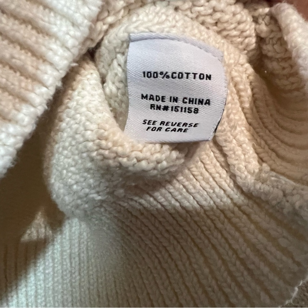 525 Sweater Pullover Crewneck Puff Sleeves Cream Ivory Beige Cotton Size Small - Picture 6 of 7